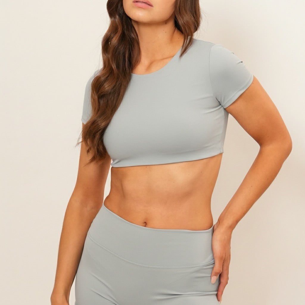 Aura Crop Top – Stone – Produktansicht 1
